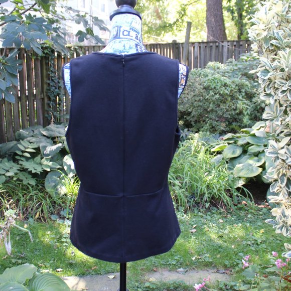 J. Crew Black Lace Detail Sleeveless Peplum Blouse Shell Large - Picture 5 of 7